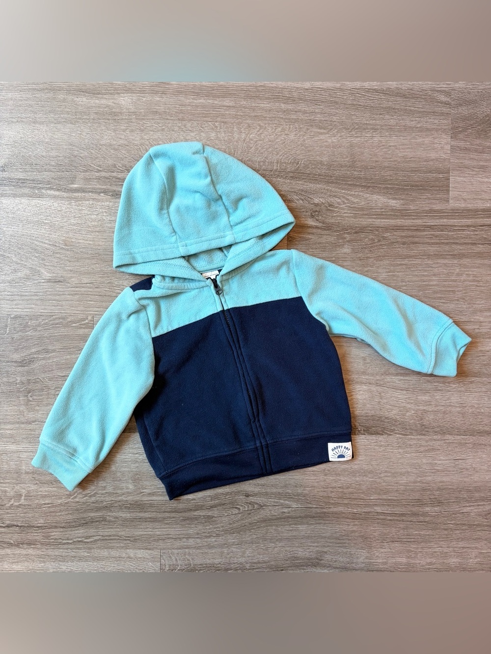 Carter's baby boys blue fleece zip up jacket with hood